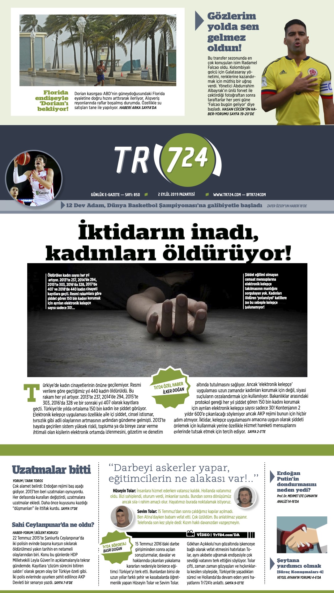 egazete tr724 2 eylül pazartesi